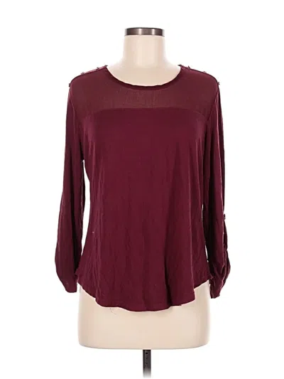 Pre-owned Rue21 3/4 Sleeve T-shirt In Burgundy