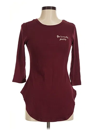 Pre-owned Rue21 3/4 Sleeve T-shirt In Burgundy