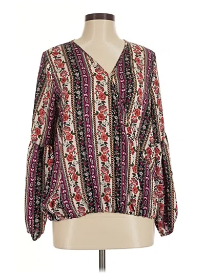 Pre-owned Rue21 Long Sleeve Blouse In Burgundy