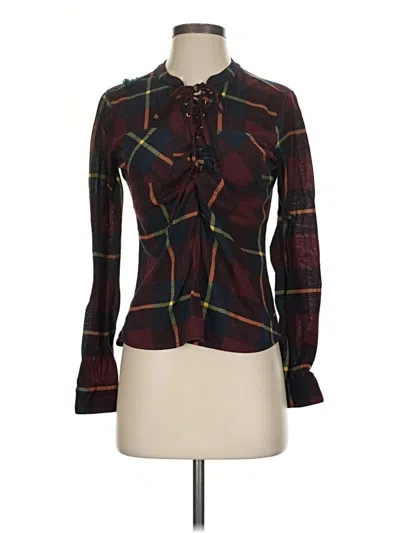Pre-owned Rue21 Long Sleeve Blouse In Burgundy