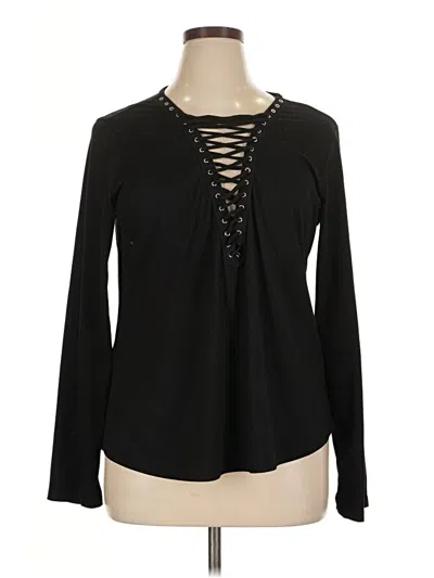Pre-owned Rue21 Long Sleeve Top Black Keyhole Neckline Tops