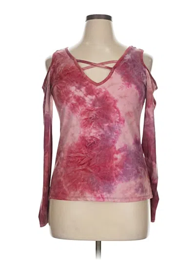Pre-owned Rue21 Long Sleeve Top Pink Cold Shoulder Neckline Tops