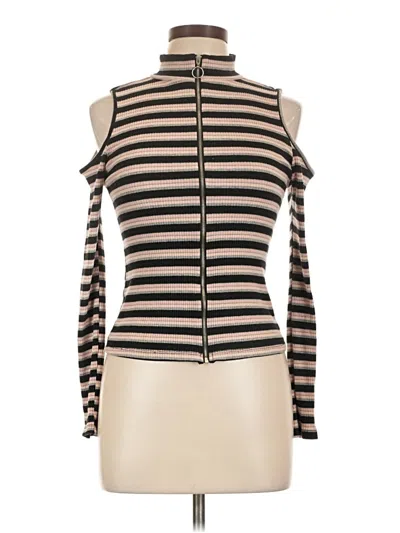 Pre-owned Rue21 Long Sleeve Top Tan Cold Shoulder Neckline Tops In Brown