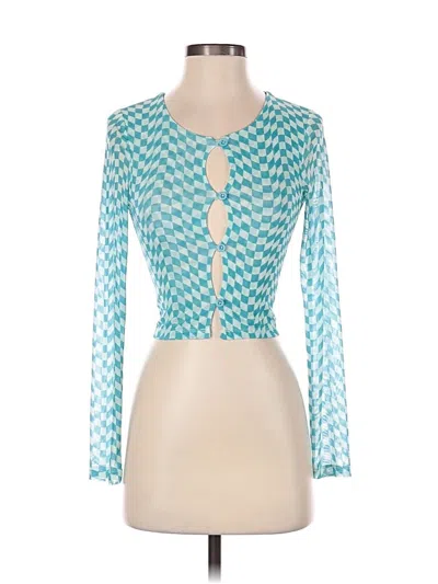 Pre-owned Rue21 Long Sleeve Top Teal Keyhole Neckline Tops In Blue