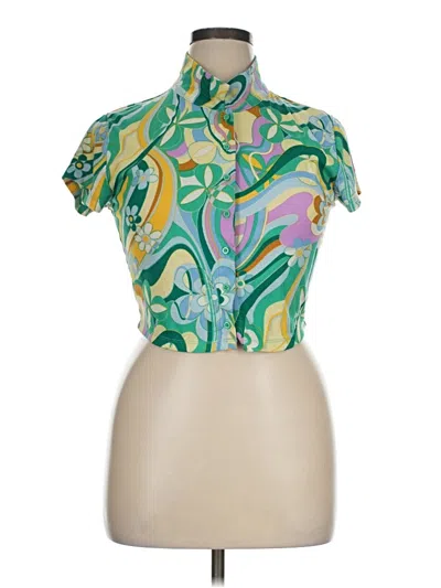 Pre-owned Rue21 Short Sleeve Blouse In Green