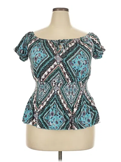Pre-owned Rue21 Short Sleeve Blouse In Teal