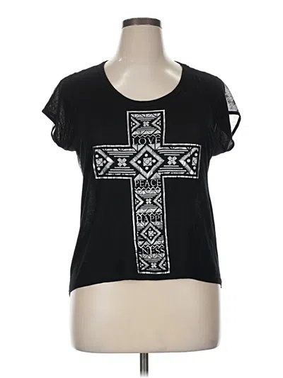 Pre-owned Rue21 Short Sleeve Top Black Keyhole Neckline Tops