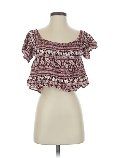 Pre-owned Rue21 Short Sleeve Top Burgundy Strapless Neckline Tops