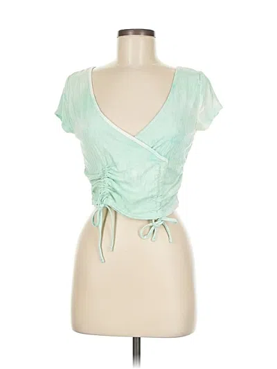 Pre-owned Rue21 Short Sleeve Top Green Plunge Neckline Tops