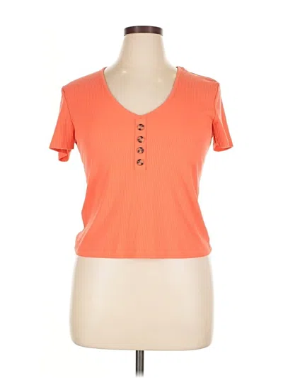 Pre-owned Rue21 Short Sleeve Top Orange V Neck Tops