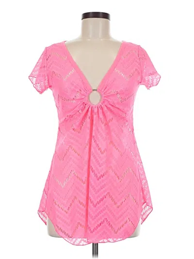 Pre-owned Rue21 Short Sleeve Top Pink Plunge Neckline Tops