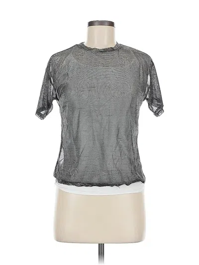 Pre-owned Rue21 Short Sleeve Top Silver Metallic Pattern Keyhole Neckline Tops