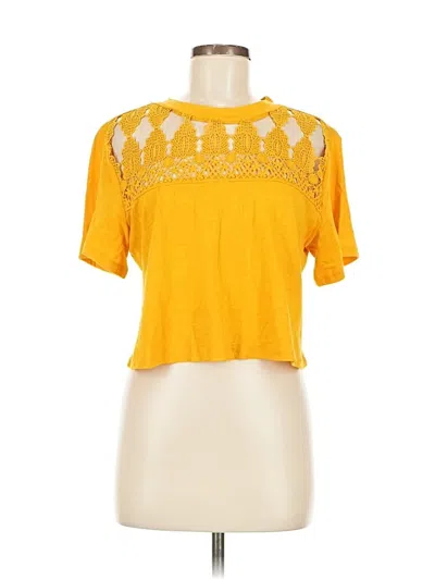 Pre-owned Rue21 Short Sleeve Top Yellow Keyhole Neckline Tops