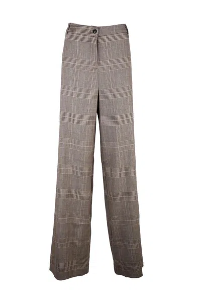 Rue•8isquit Palazzo Trousers With Low Waist And Checkered Pattern In Gray