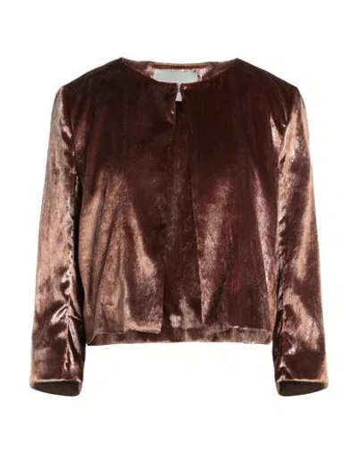 Rue•8isquit Woman Blazer Rust Size 6 Polyester, Metal In Red