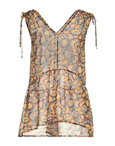 Rue•8isquit Woman Top Mandarin Size 6 Polyester In Yellow