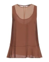 Rue•8isquit Woman Top Tan Size 8 Polyester In Brown