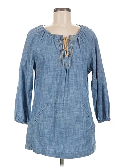 Pre-owned Ruff Hewn 3/4 Sleeve Blouse In Blue