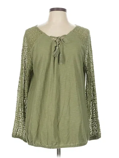 Pre-owned Ruff Hewn 3/4 Sleeve Blouse In Green