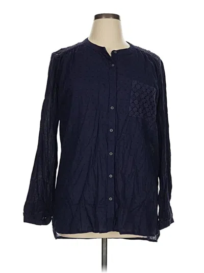 Pre-owned Ruff Hewn 3/4 Sleeve Button Down Shirt In Blue