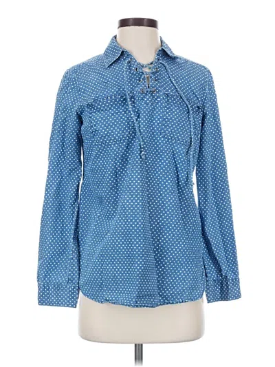 Pre-owned Ruff Hewn Long Sleeve Blouse In Blue