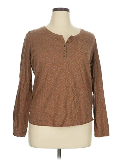 Pre-owned Ruff Hewn Long Sleeve Blouse In Brown