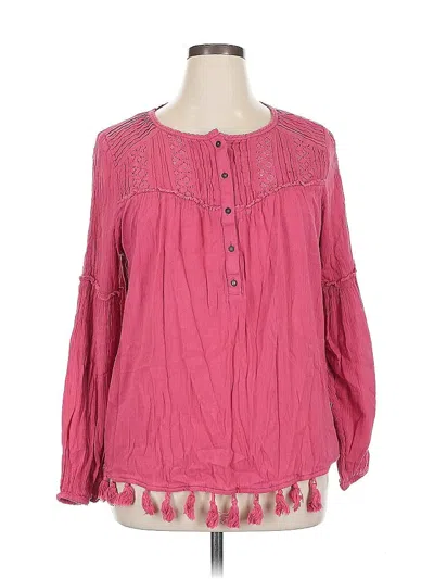 Pre-owned Ruff Hewn Long Sleeve Blouse In Pink