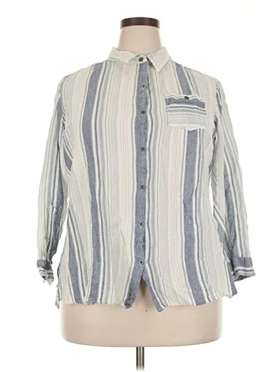 Pre-owned Ruff Hewn Long Sleeve Button Down Shirt In Blue