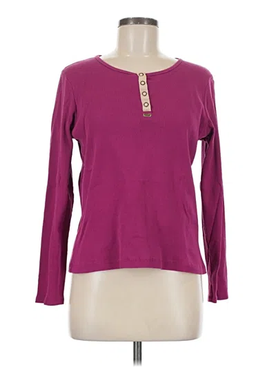 Pre-owned Ruff Hewn Long Sleeve Top Burgundy Crew Neck Tops