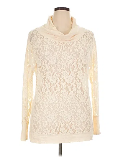 Pre-owned Ruff Hewn Long Sleeve Top Ivory Cowl Neck Tops