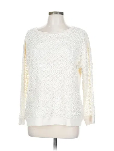 Pre-owned Ruff Hewn Long Sleeve Top Ivory Crew Neck Tops In White