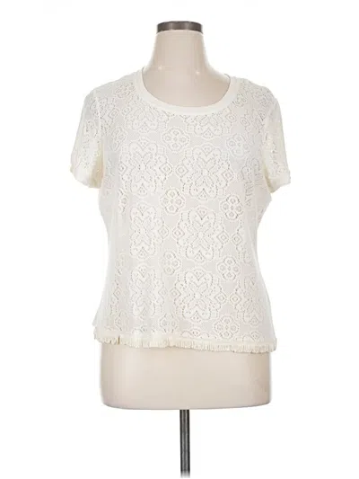 Pre-owned Ruff Hewn Short Sleeve Top Ivory Scoop Neck Tops