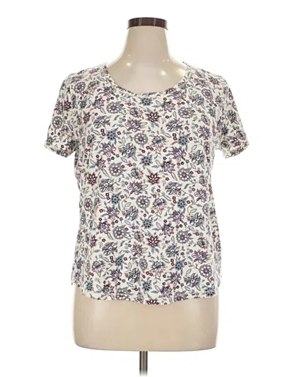 Pre-owned Ruff Hewn Short Sleeve Top Ivory Scoop Neck Tops
