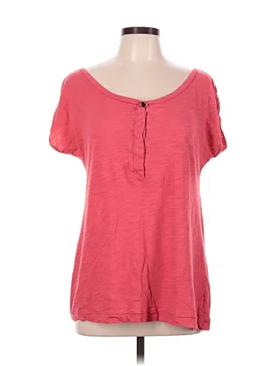 Pre-owned Ruff Hewn Short Sleeve Top Red Scoop Neck Tops