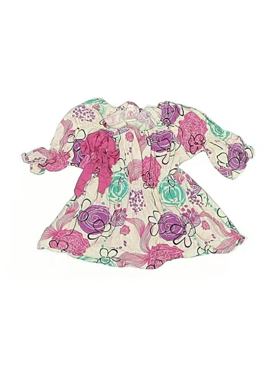 Pre-owned Ruffle Butts Babies' 3/4 Sleeve Top Pink Sweetheart Neckline Tops