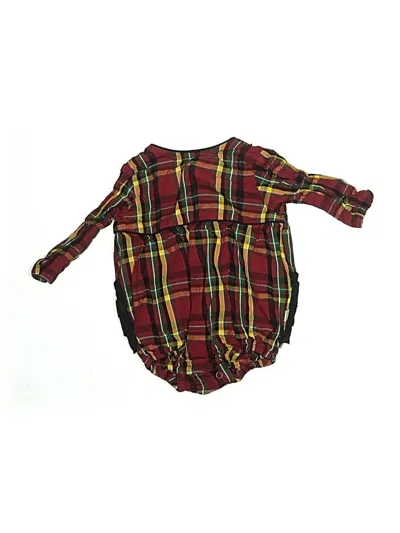 Pre-owned Ruffle Butts Babies' Long Sleeve Onesie In Burgundy