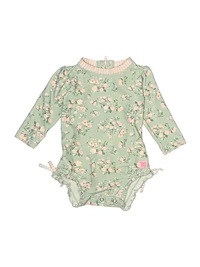 Pre-owned Ruffle Butts Babies' Long Sleeve Onesie In Green