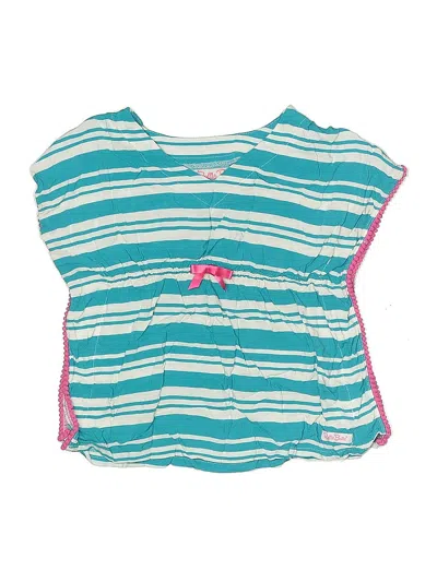 Pre-owned Ruffle Butts Kids' Short Sleeve Top Blue Keyhole Neckline Tops