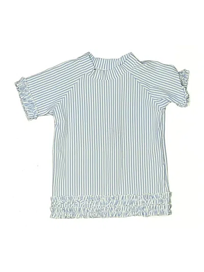 Pre-owned Ruffle Butts Kids' Short Sleeve Top Blue Ruffles Neckline Tops