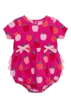 Rufflebutts Apple Of My Eye Ruffle Cotton Bubble Romper In Pink