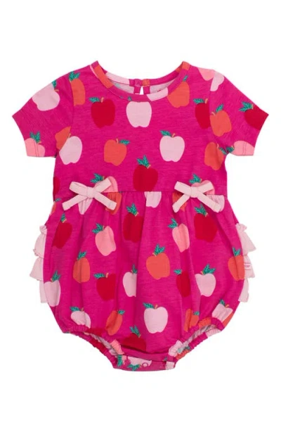 Rufflebutts Babies'  Apple Of My Eye Ruffle Cotton Bubble Romper In Pink