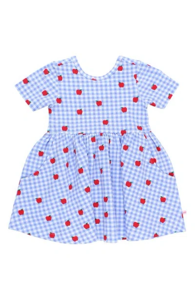 Rufflebutts Babies'  Apple Orchard Gingham Skater Dress In Blue