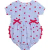 Rufflebutts Apple Orchard Ruffle Cotton Bubble Romper In Blue