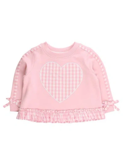 Rufflebutts Babies'  Applique Ruffle Bow Sweatshirt In Pink