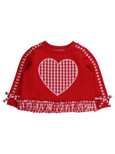 Rufflebutts Kids'  Applique Ruffle Bow Sweatshirt In Red
