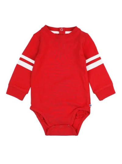 Rufflebutts Baby Boys Racing Stripe Long Sleeve Bodysuit In Red
