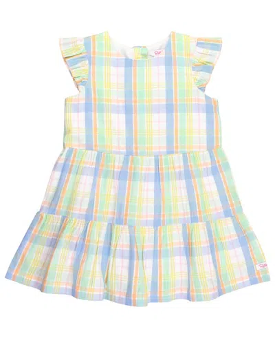 Rufflebutts Baby Flutter Sleeve Tiered Dress In Clubhouse Rainbow Plaid