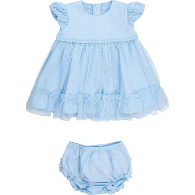 Rufflebutts Baby Girls Dotted Tulle Dress & Rufflebutt Set In Blue