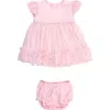 Rufflebutts Baby Girls Dotted Tulle Dress & Rufflebutt Set In Pink
