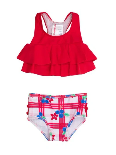 Rufflebutts Kids'  Baby Girls Flounce Bikini In Red